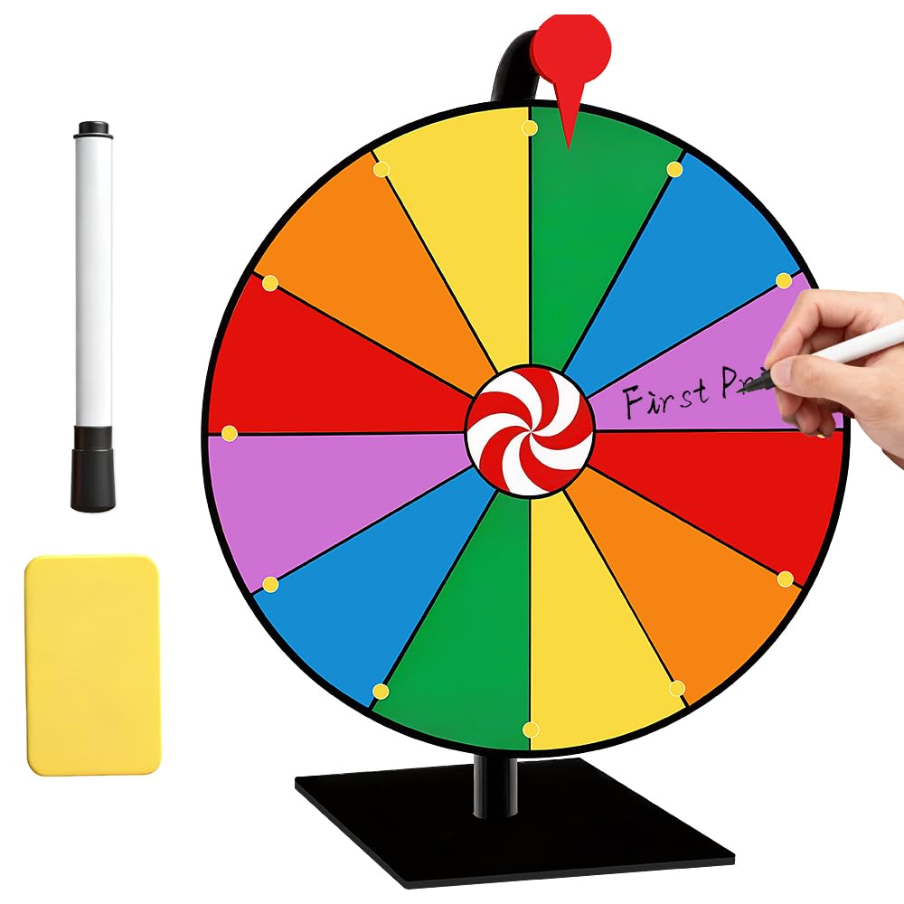 Glücksrad zum Drehen, 30cm Tisch-Roulette-Spinner, 12 Slots Gluecksrad Gluecksrad mit Non-Slip Feet,