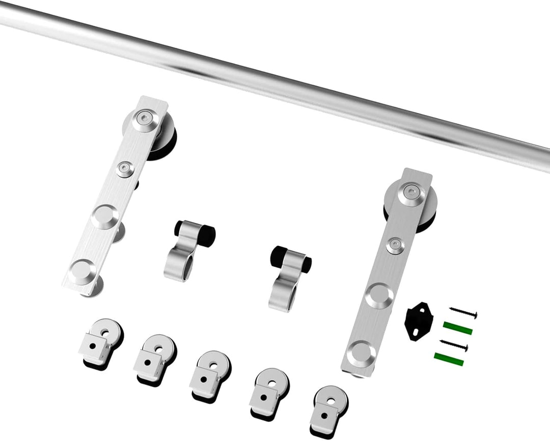 WOLFBIRD Schiebetürbeschläge Edelstahl 200cm Schiebeschiene Komplettes Rollschienenset Heavy Duty St