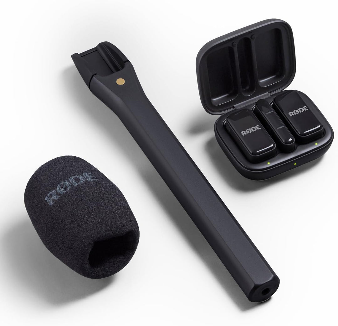 Rode Wireless Micro Drahtloses Mikrofon-System USB-C mit Interview Micro Handadapter und keepdrum Tu