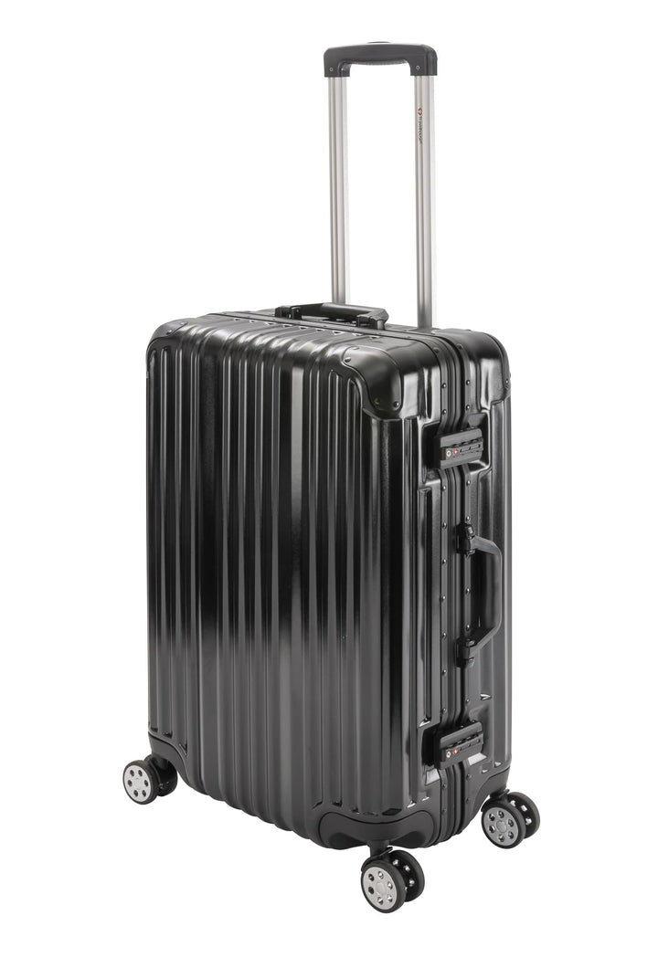 Travelhouse London Koffer Schwarz M-65cm · Alu-Rahmen · Polykarbonat Hartschale · Trolley Reisekoffe