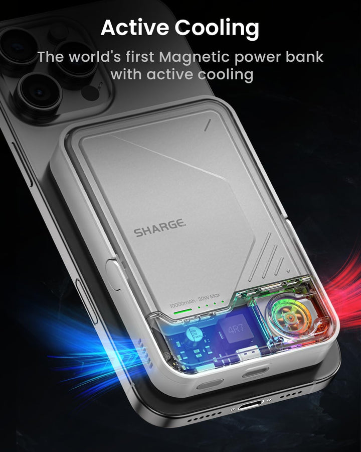sharge ICEMAG 2 MagSafe Powerbank 10000mAh, Qi2 15W Magnetisches Tragbares Ladegerät mit Aktiver Küh