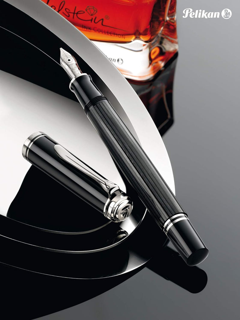 Pelikan Füllhalter Souverän 805 Stresemann, Schwarz-Anthrazit, Feder M (mittel), hochwertiger Kolben
