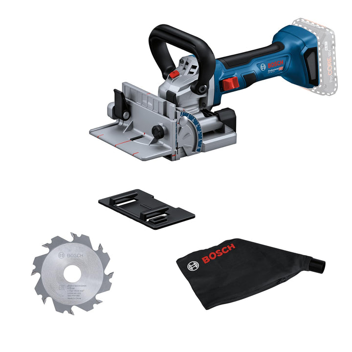 Bosch Professional 18V System Akku-Flachdübelfräse GFF 18V-22 (inkl. Scheibenfräser Ø 105 mm, Staubb