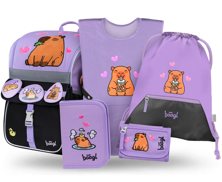 Baagl Schulranzen Jungen Mädchen Set 5 Teilig (Zippy Schultasche für 1. Klasse, Mäppchen, Turnbeutel