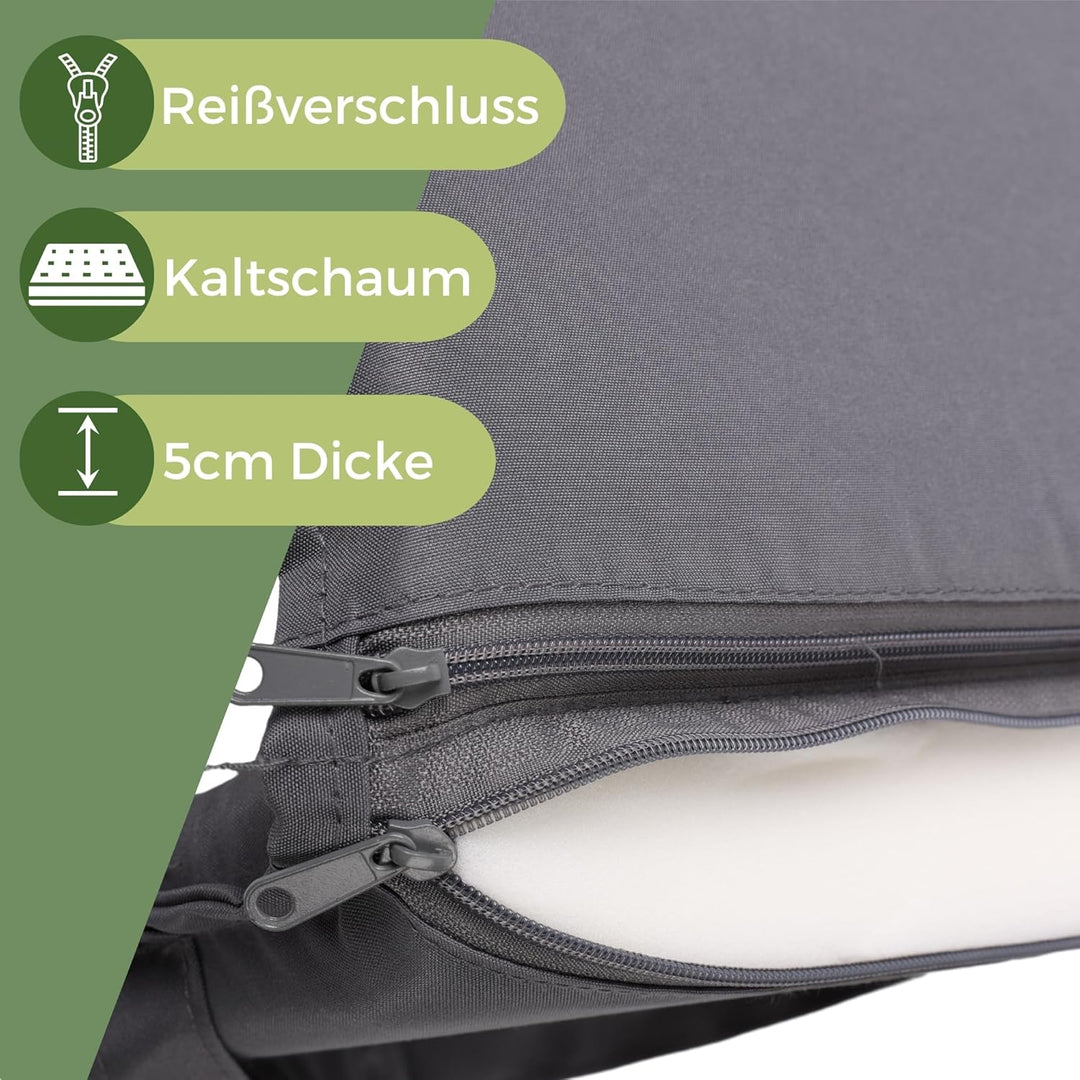 ALBATROS Gartenstuhl Sitzauflage 2er Set Gartenstuhlauflagen Sitzpolster Sitzkissen Outdoor Anthrazi