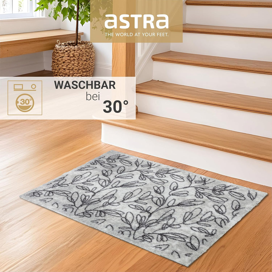 Astra rutschfeste Sauberlaufmatte innen - Zweige hellgrau 66 x 110 cm - Wohnraum Fussmatte Design -