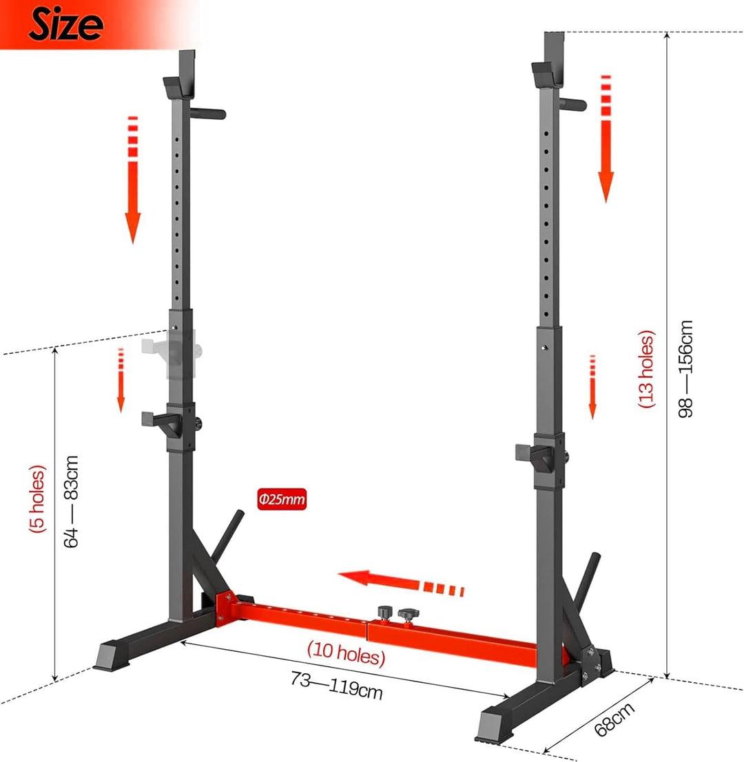 LIFERUN Squat Rack Hantelständer, Kniebeugenständer, verstellbare Langhantelablage höhenverstellbar,