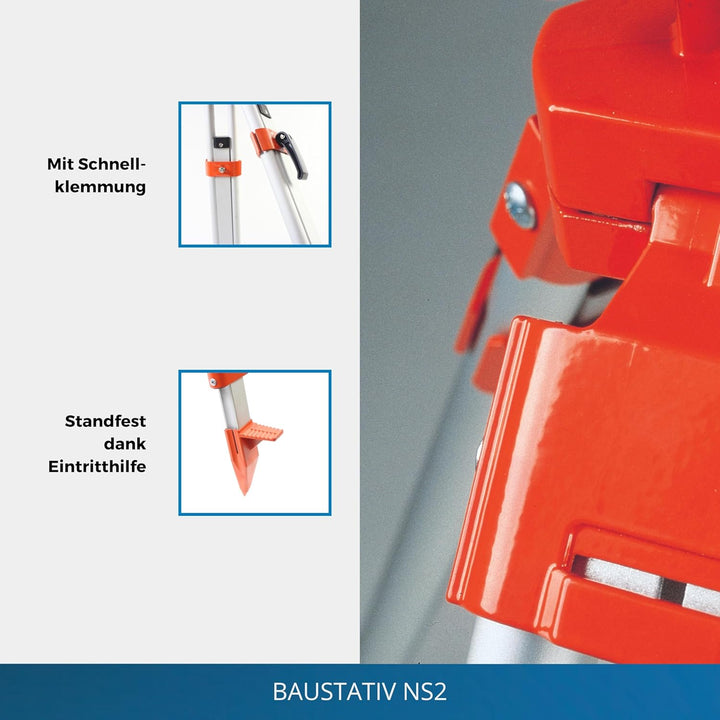 hedue® Baustativ NS2 – Nivellierstativ aus Aluminium, Laser Stativ für Rotationslaser sowie Bau- und