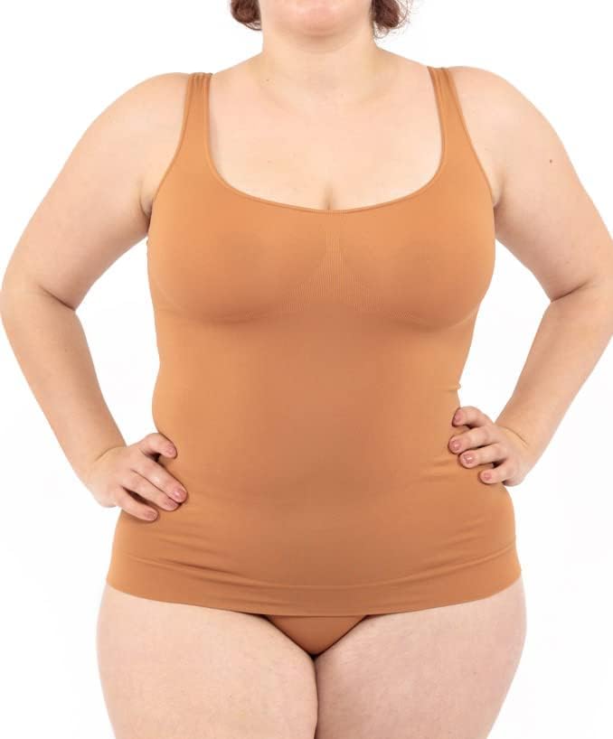 LEELA LAB Unterhemd Damen Grosse Grössen, Tank Top Basic Line, Dünne Träger und Bruststütze, mit Nah