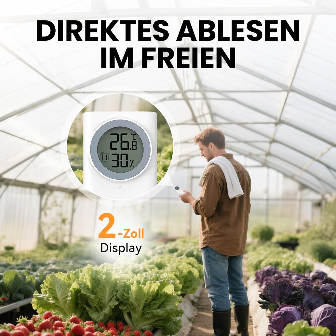 Newentor Wetterstation mit 3 Aussensensoren, Netzbetrieb, grosse Anzeige Weiss, Weiss