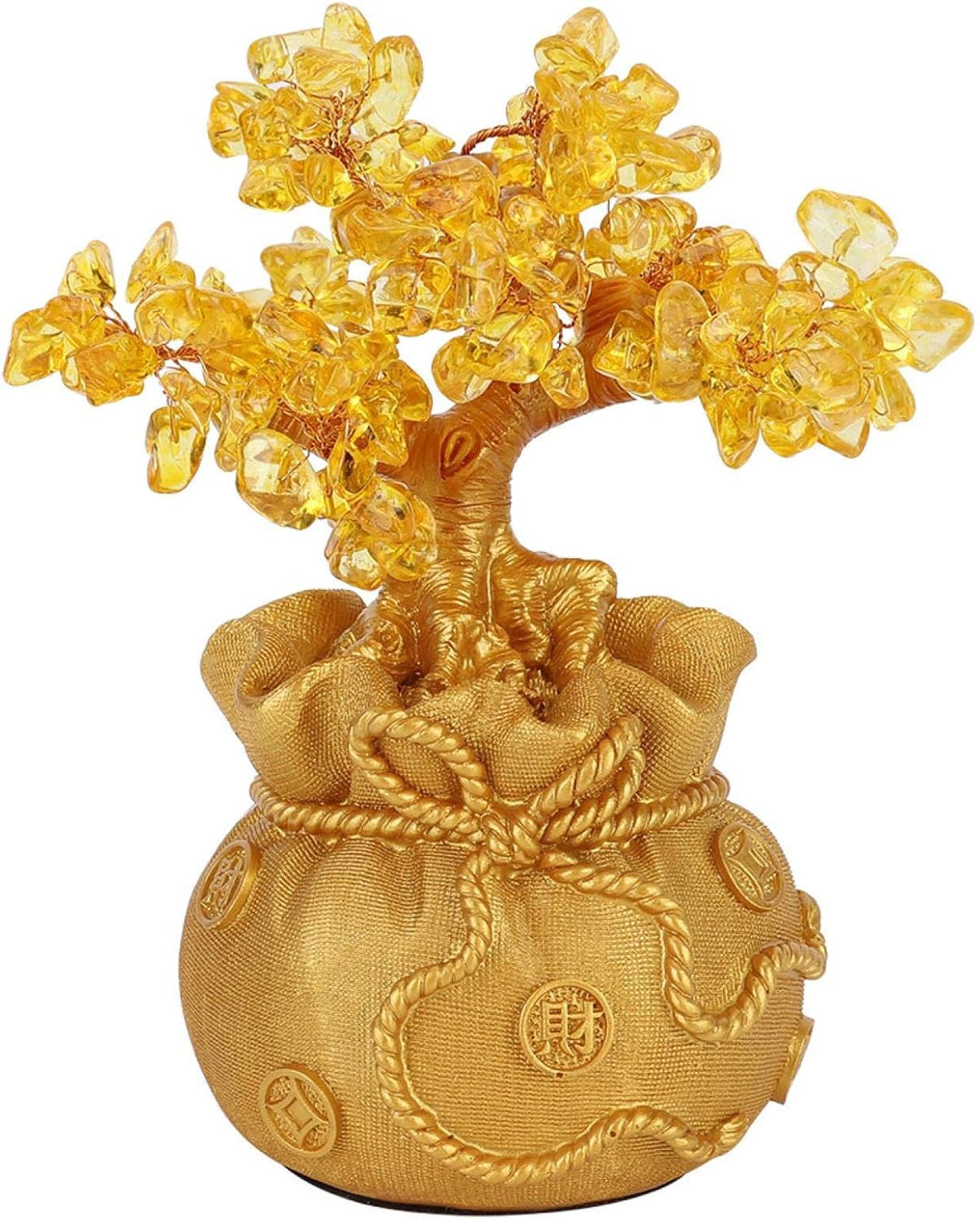 HERCHR Gold Geld Baum, Feng Shui Baum Citrin Geld Baum Harz Glücksbaum Bonsai Statue Office Home Dek