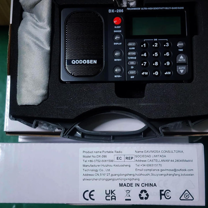 QODOSEN DX-286 Tragbares Radio, mit TEF6686 Automobil-Chip, LW, AM, FM, Kurzwelle, Datensystem (RBDS