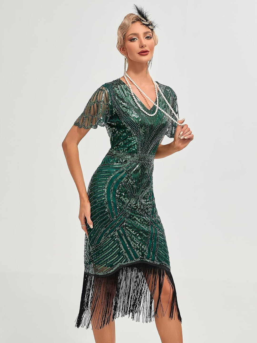 1920s Kleid Damen Flapper Charleston Kleid Gatsby Pailletten Cocktail Abschlussballkleid Party Kostü