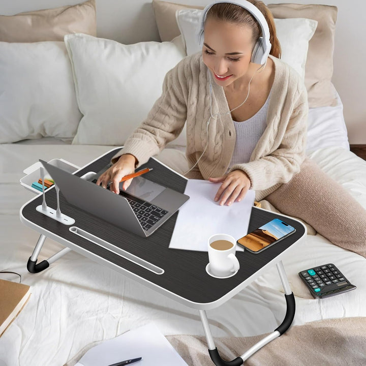 WoRaum Klappbarer Laptop-Schreibtisch 60x40cm – Leichter, Multifunktionaler Bett Schreibtisch mit Ka
