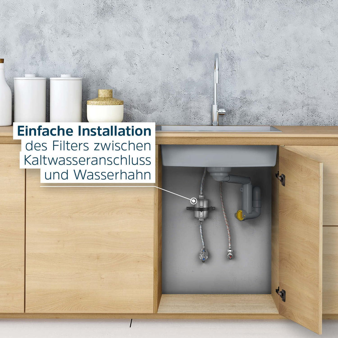 Alb Filter® Active Trinkwasserfilter reduziert Schadstoffe, Schwermetalle Edelstahl Natur
