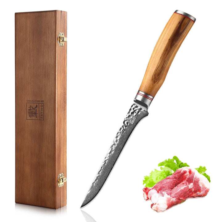 Zayiko Minami Olive Damast Filetiermesser 16,50 cm Klinge extrem scharf aus 67 Lagen I Damast Küchen