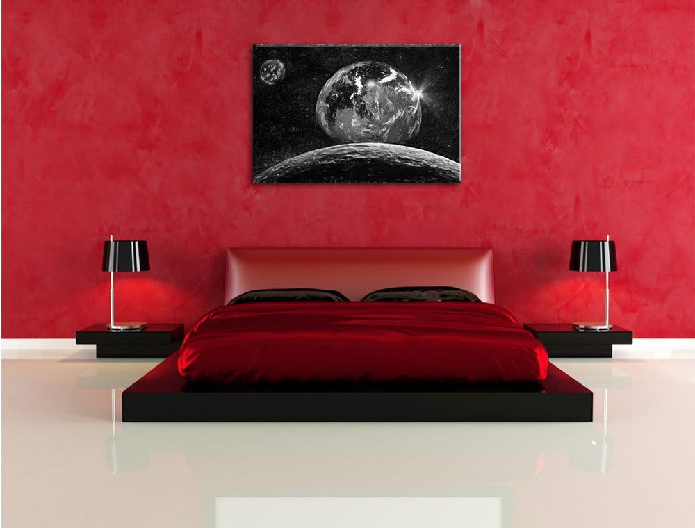 Pixxprint Rote Planeten in der Galaxie Kunst als Leinwandbild/Grösse: 100x70 cm/Wandbild/Kunstdruck/