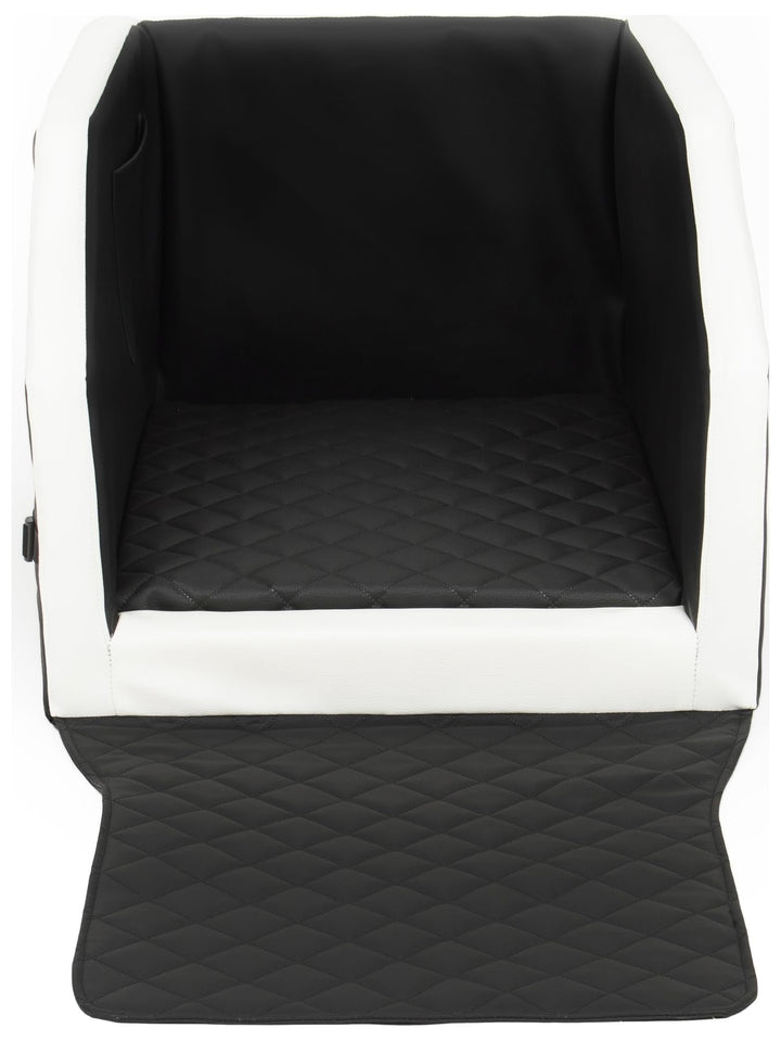 Autohundebett Hunde-Autositz Hundebett f. Rückbank Hundesitz Anschnallgurt 55x70 (Farbe: schwarz - w