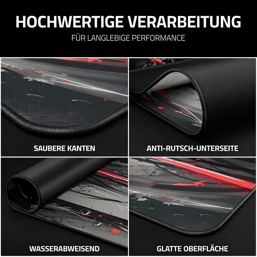 XXL Gaming Anime Mauspad 900x400 mm - Kanten vernäht, wasserfest | Mousepad für Gamer &amp; Büro - gross