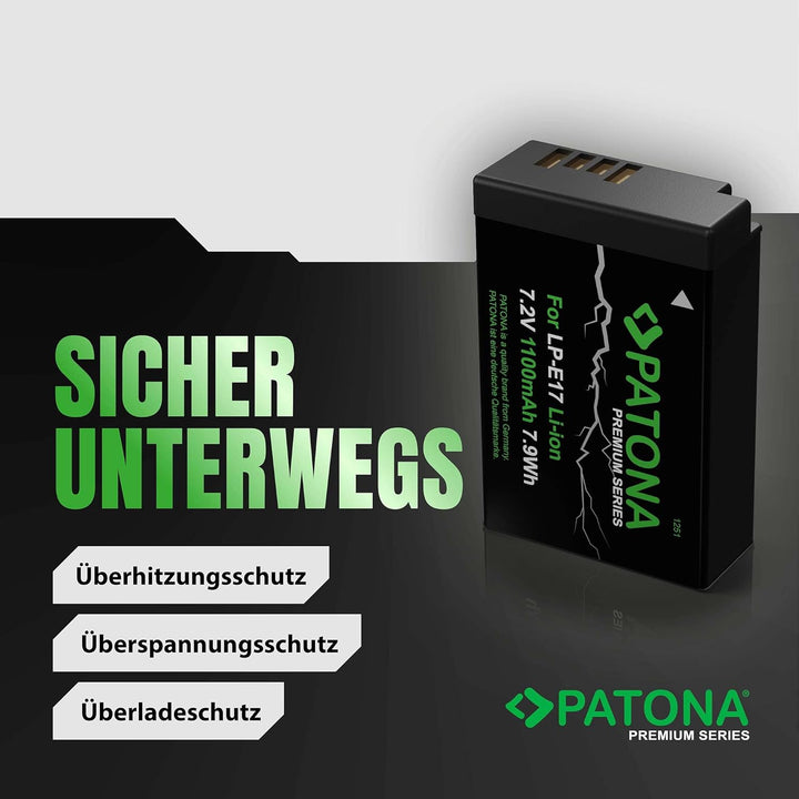 PATONA Premium LP-E17 Akku 1100mAh Kompatibel mit Canon EOS R10 77D 200D 750D 760D 8000D Rebel T6i T