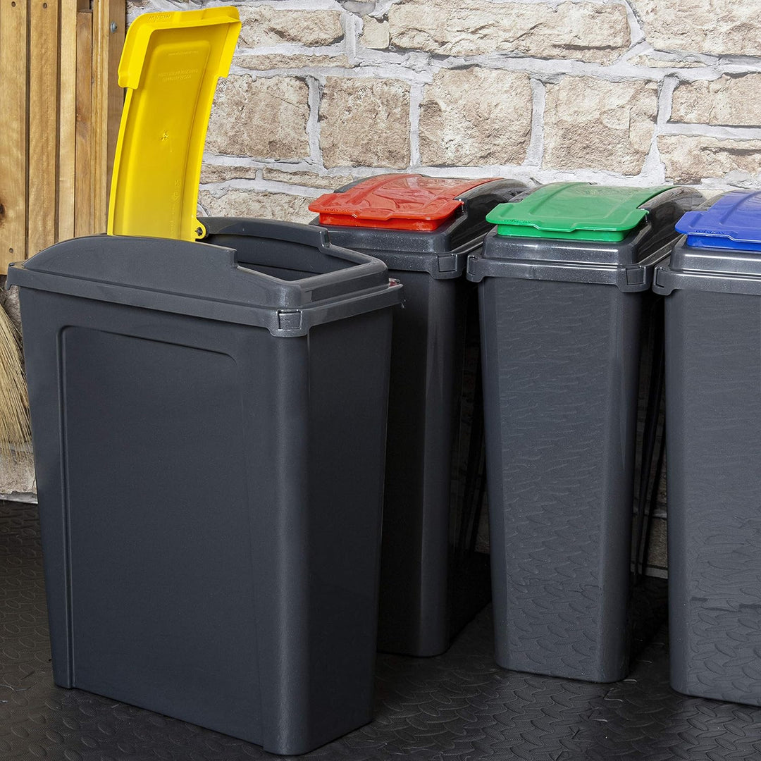 3 Stück Mülleimer mit Deckel 25 Liter - GELB ROT BLAU - Recycling Mülltrennung Abfalleimer Abfallbeh