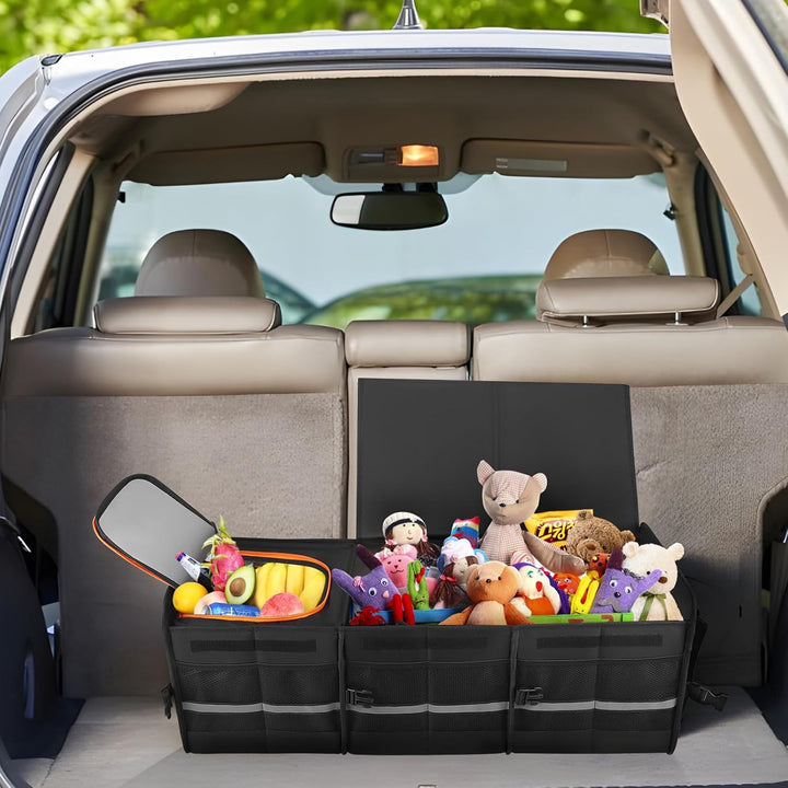 105L Auto Kofferraum Organizer,Kofferraum Organizer mit Kühltasche, Zusammenklappbarer Auto Organize