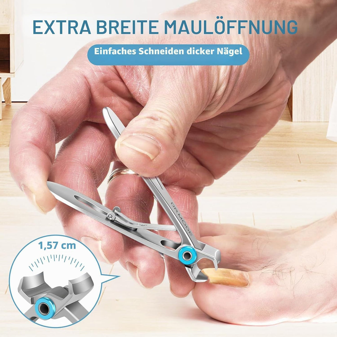 DRMODE Nagelknipser Set, Zehennagelknipser für dicke Nägel mit breiter Backenöffnung und scharf gebo