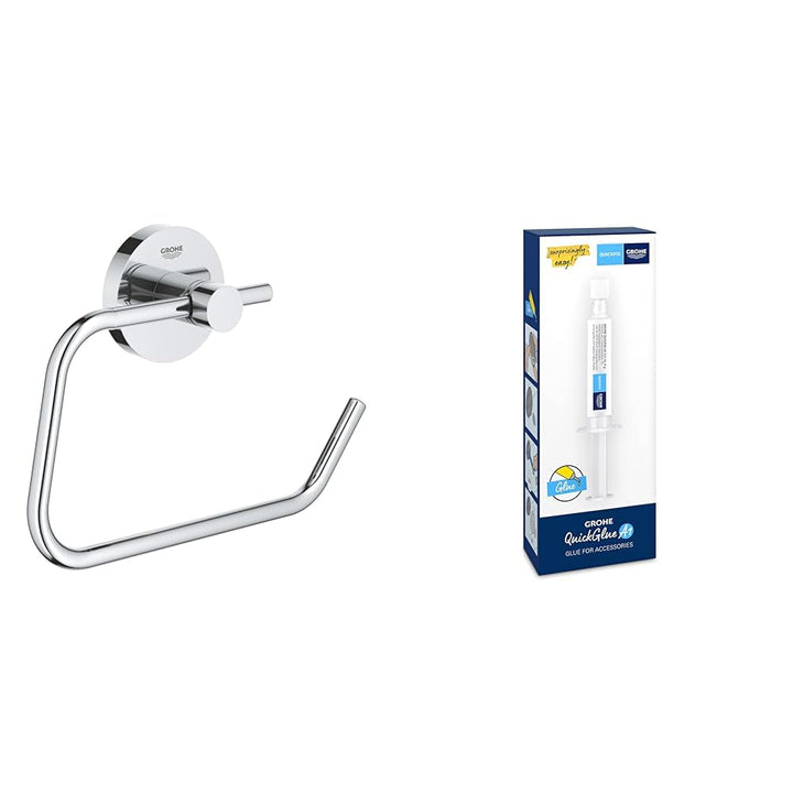 GROHE Start - Papierhalter (Material: Metall, verdeckte Befestigung, ohne Deckel, langlebig), Chrom,