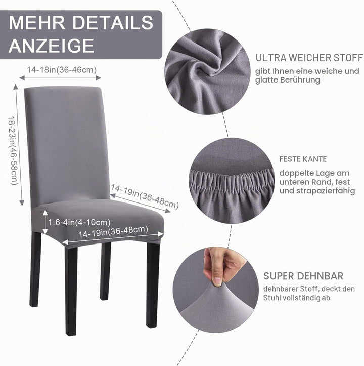 mafudoxi Stuhlhussen 6er Set, Stretch Abnehmbare Waschbar Stuhlbezug, Stretch Stuhlhusse mit Gummiba