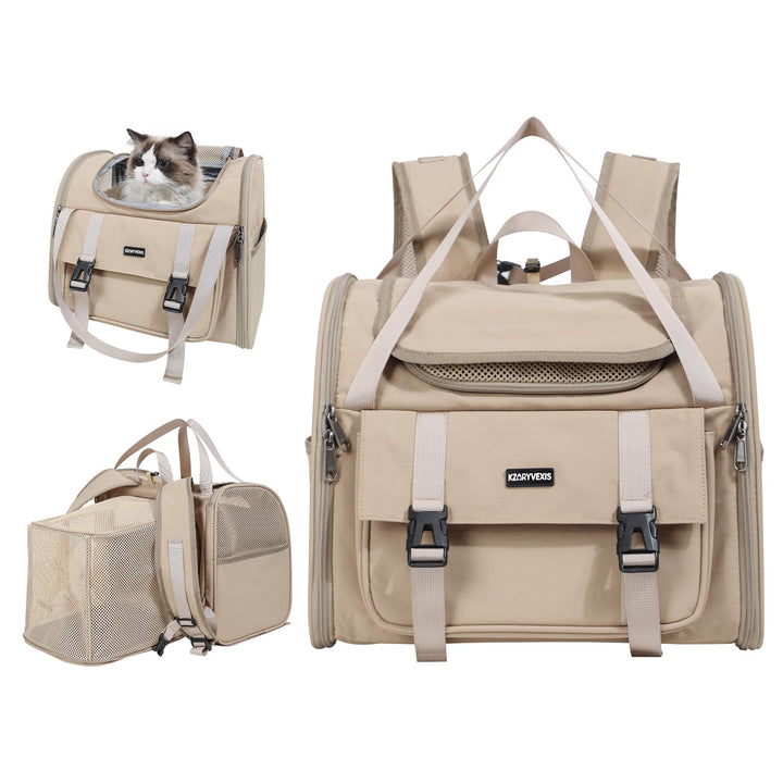 Erweiterbarer Katzenrucksack &amp; Hunderucksack, bis 8 kg (Khaki), Khaki