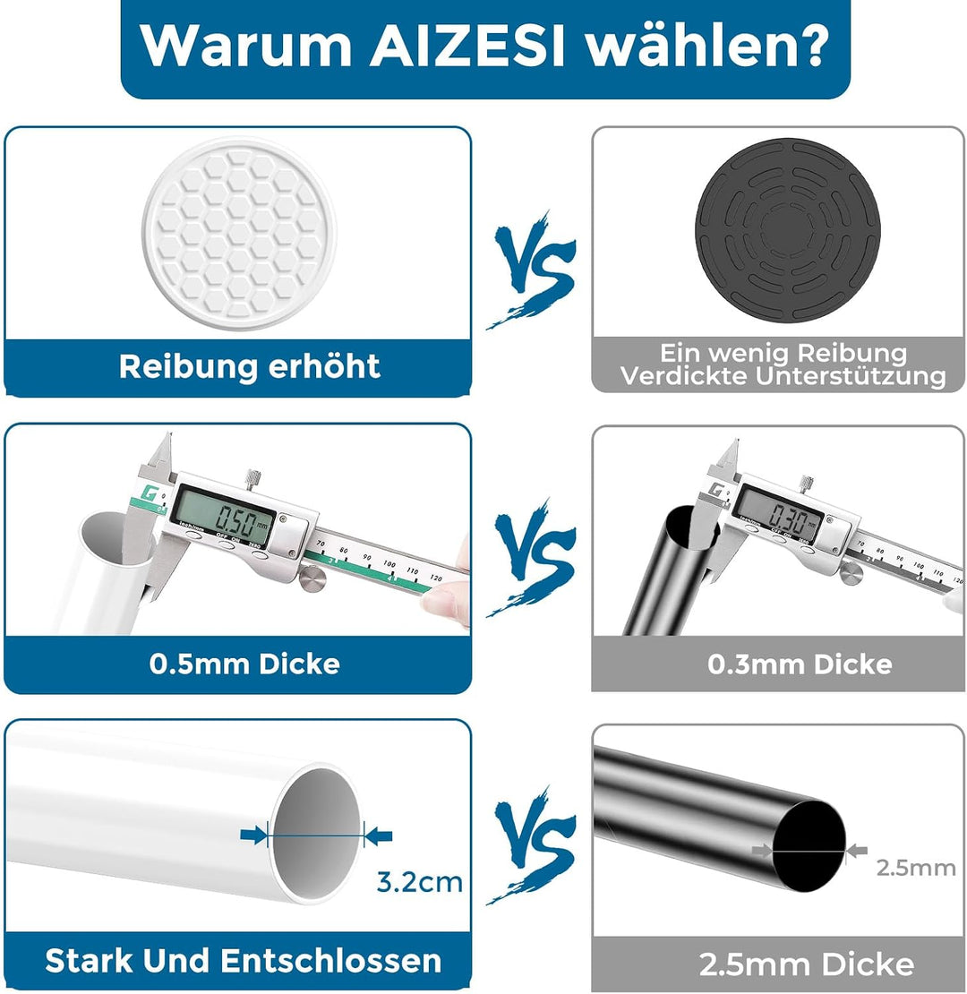 AIZESI 1 Stück Gardinenstange ohne Bohren 105-465cm Teleskopstange Vorhang Verstellbare Gardinenstan