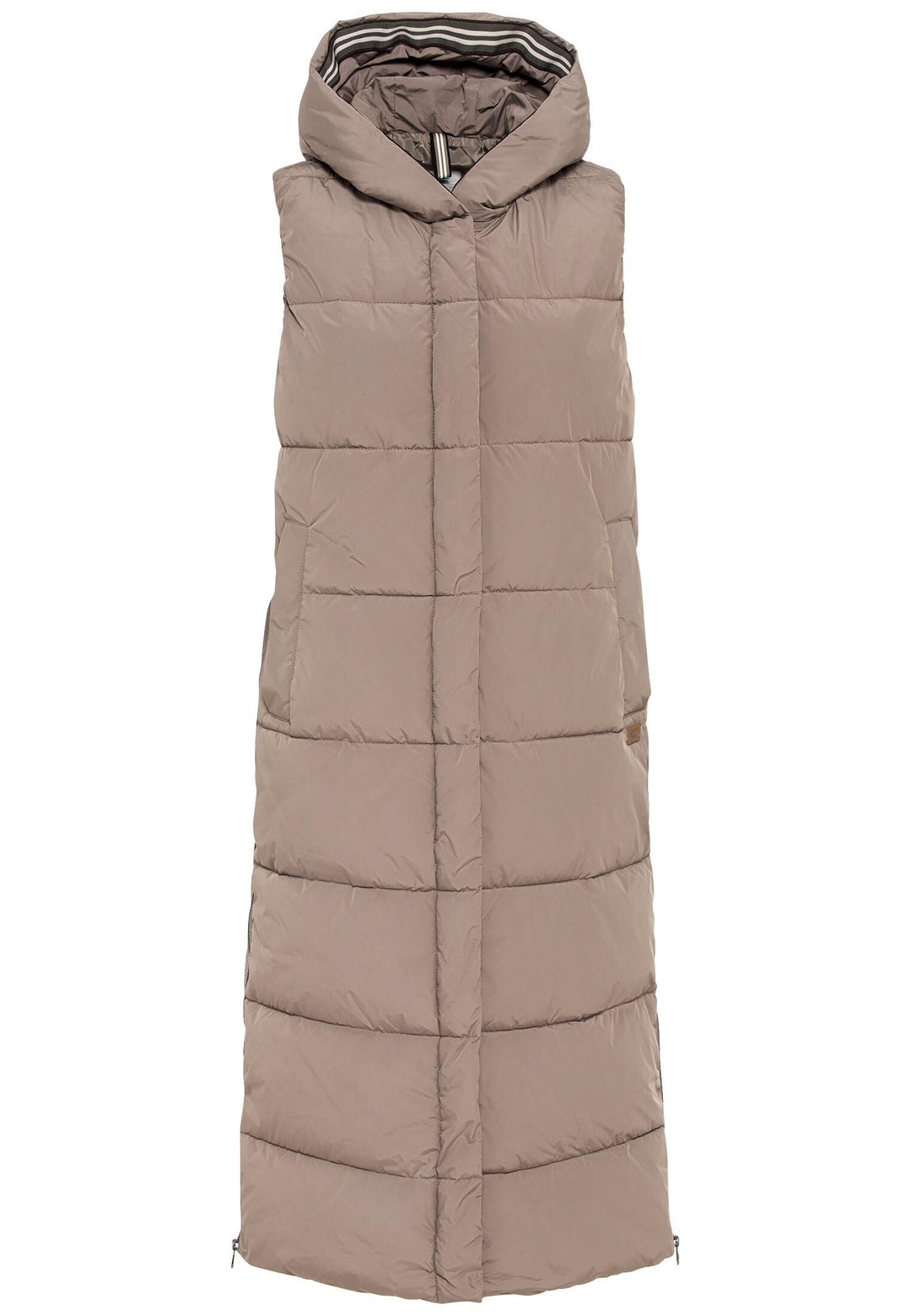 camel active Damen Lange Steppweste aus recyceltem Polyester, Braun