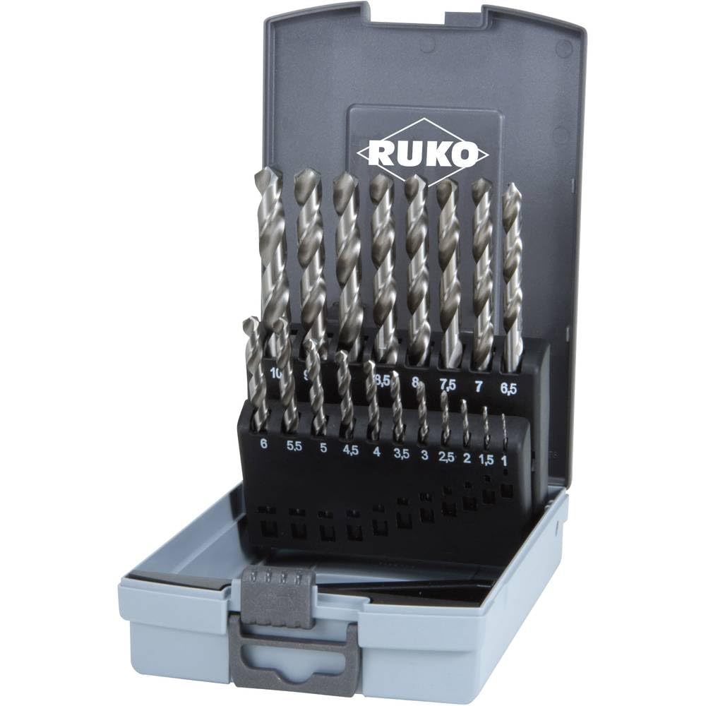 RUKO Spiralbohrersatz DIN 338 Typ N HSS G in Kunststoffkassette (ABS)