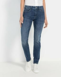 MAC Jeans Damen Jeans Hose Melanie Stretchdenim Grey 34 Mid Blue Used/L32, 34 Mid Blue Used/L32