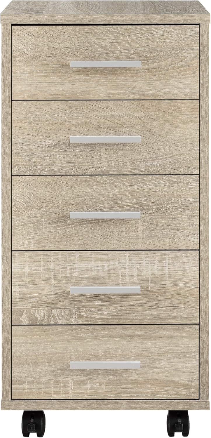 [en.casa] Rollcontainer mit 5 Schubladen Rollschrank Rollwagen 63x33x38cm Schubladencontainer Büroco
