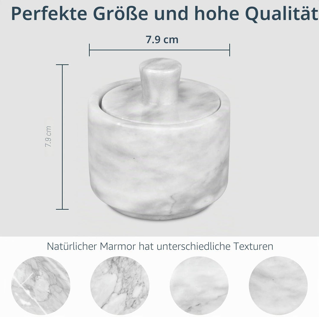 Marmor Salzstreuer mit Deckel, Steinsalz- oder Pfefferschale, Behälterhalter, Behälter für die Küche