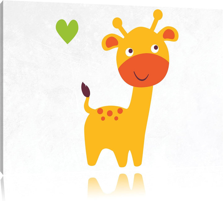 Niedliche Giraffe weiss, Format: 100x70 auf Leinwand, XXL riesige Bilder fertig gerahmt mit Keilrahm