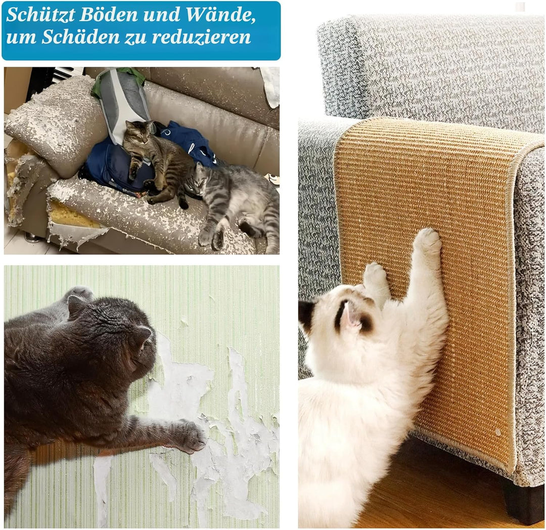 3 Stück Kratzmatte Katze Set,Robust und langlebig,Kratzbretter Katze Sisal,50x25cm,Katzen Kratzbrett