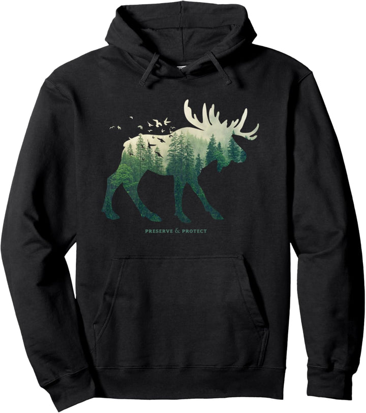 Preserve & Protect Umweltschutz Klimaschutz Elch Silhouette Pullover Hoodie