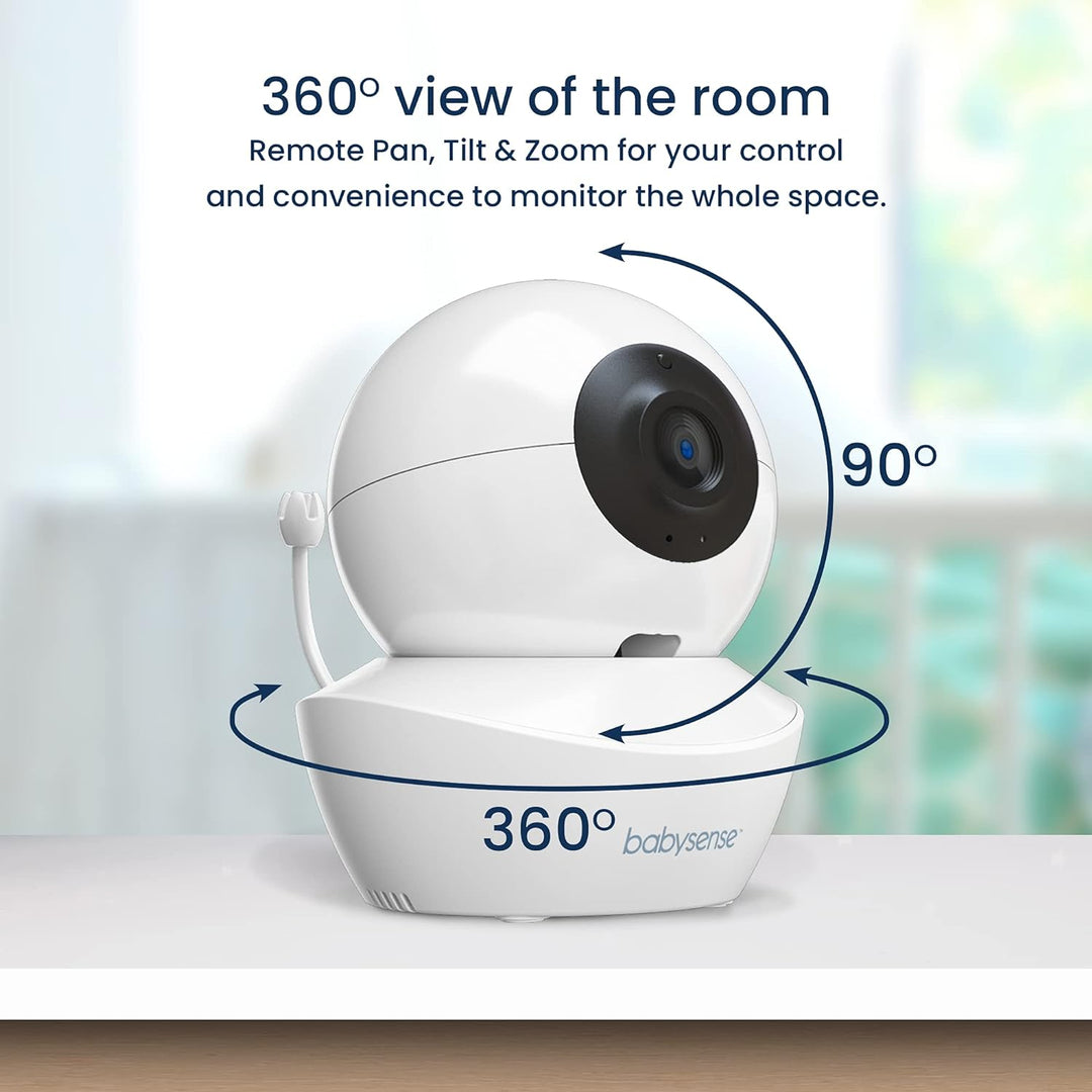 Babysense Babymonitor mit Geteilter Bildschirm 4,3“, Video Babyphone mit zwei Kameras, PTZ-Funktion,