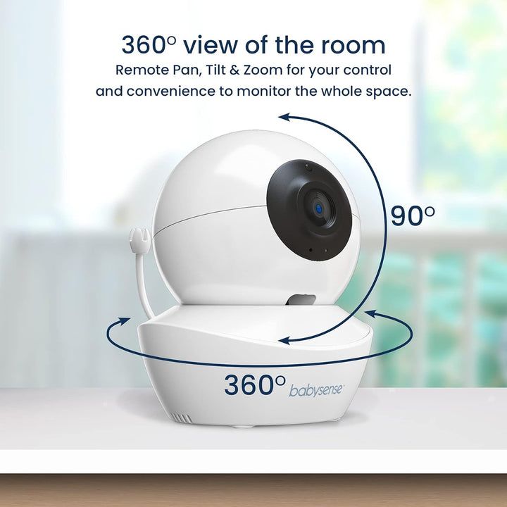 Babysense Babymonitor mit Geteilter Bildschirm 4,3“, Video Babyphone mit zwei Kameras, PTZ-Funktion,