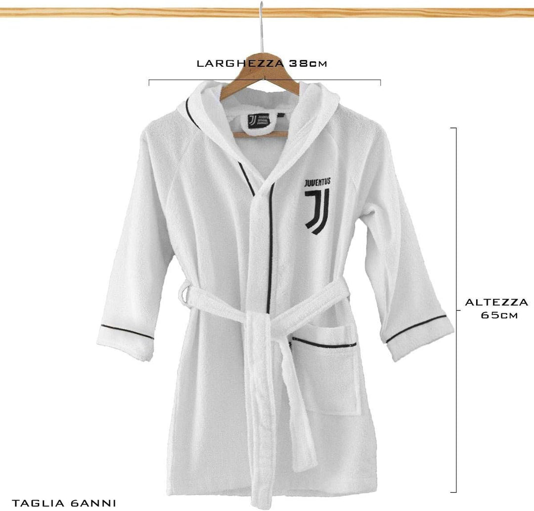 FC Juventus, Bademantel aus Mikrofrottee, für Jungen 6 ANNI Bianco 6 Jahre Schwarz, 6 Jahre Schwarz