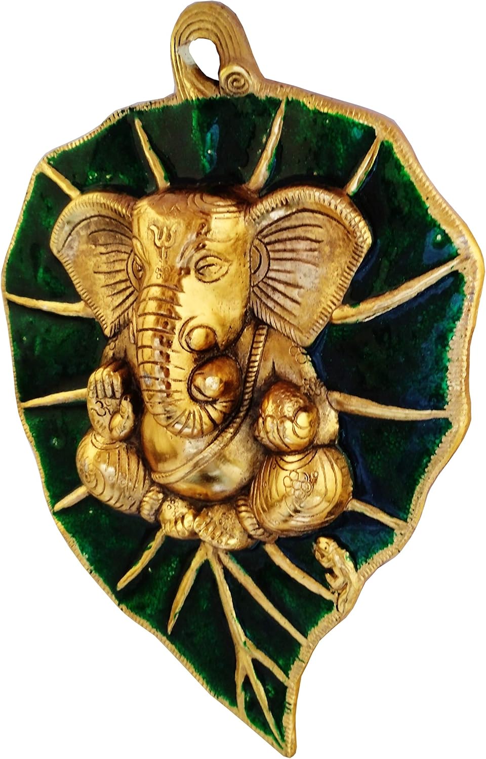 Purpledip Metallschild Ganesha: Ganapathi Idol auf Glückspiepal-Blatt (11541)