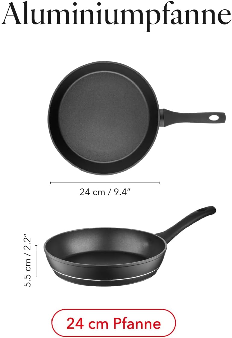 FLORINA Aluminium Bratpfanne 24 cm Durchmesser I Universalpfanne DELUX Antihaftbeschichtet I Anti-Kr
