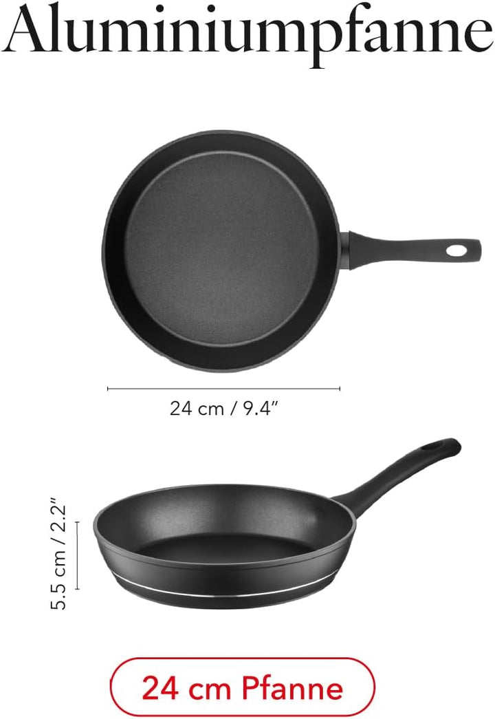 FLORINA Aluminium Bratpfanne 24 cm Durchmesser I Universalpfanne DELUX Antihaftbeschichtet I Anti-Kr