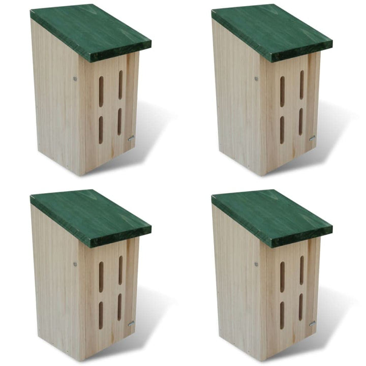 Schmetterlingshaus 4er-Set aus Holz für den Garten, Schmetterlingsnistkasten mit grünem Dach und Auf