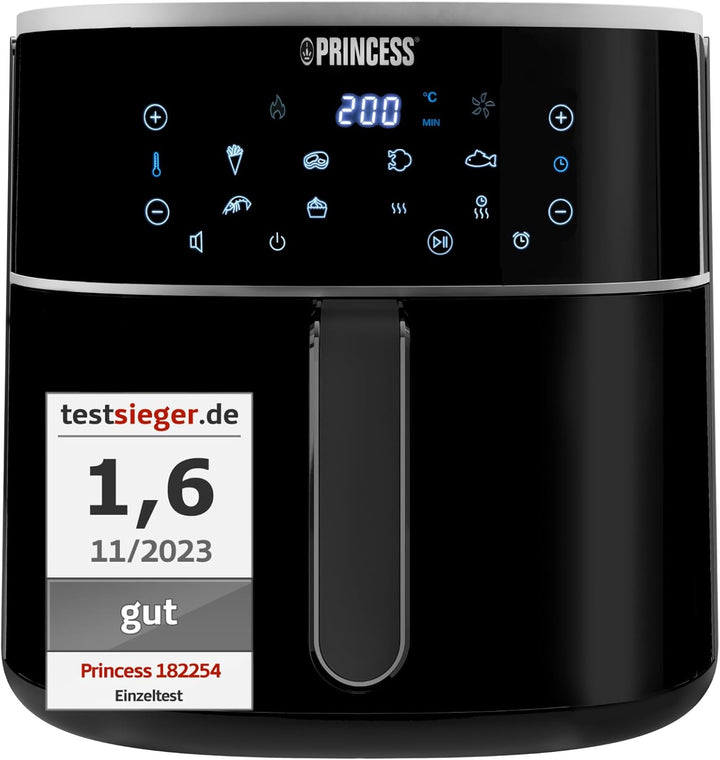 Princess Digitale Heissluftfritteuse – Füllmenge des Behälters variierbar – 8 L maximal – 6 voreinst