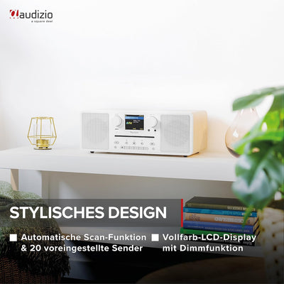 Audizio Naples - DAB Radio mit CD Player, Bluetooth, Internetradio WLAN, Fernbedienung, 60 Watt, UKW