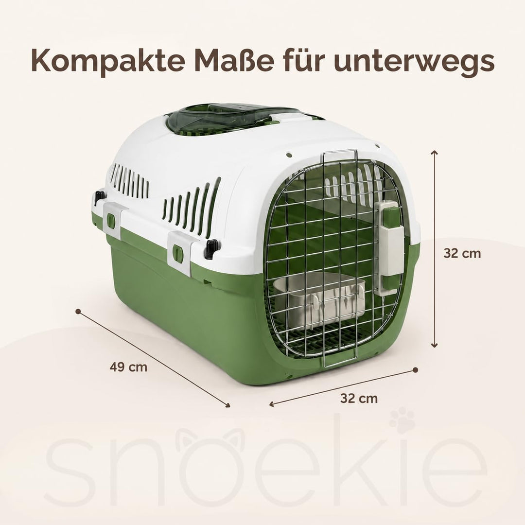 SNOEKIE Katzen Transportbox mit 2 Öffnungen, 49,5 x 32 x 32,6 cm, Haustierbox für Katzen &amp; kleine Hu