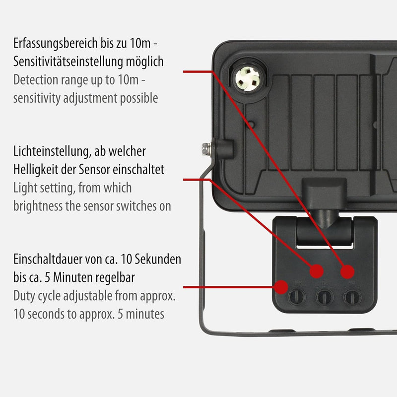 Brennenstuhl LED Strahler JARO 3060 P (LED Wandstrahler für aussen IP65, 20W, 2300lm, 6500K, mit Bew